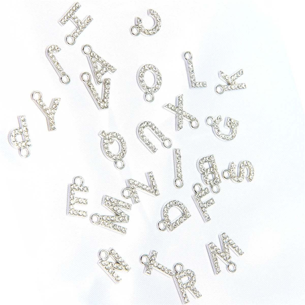 10pcs /26pcs pieces silver English letters drill metal pendant DIY fashion necklace bag pendant earrings material