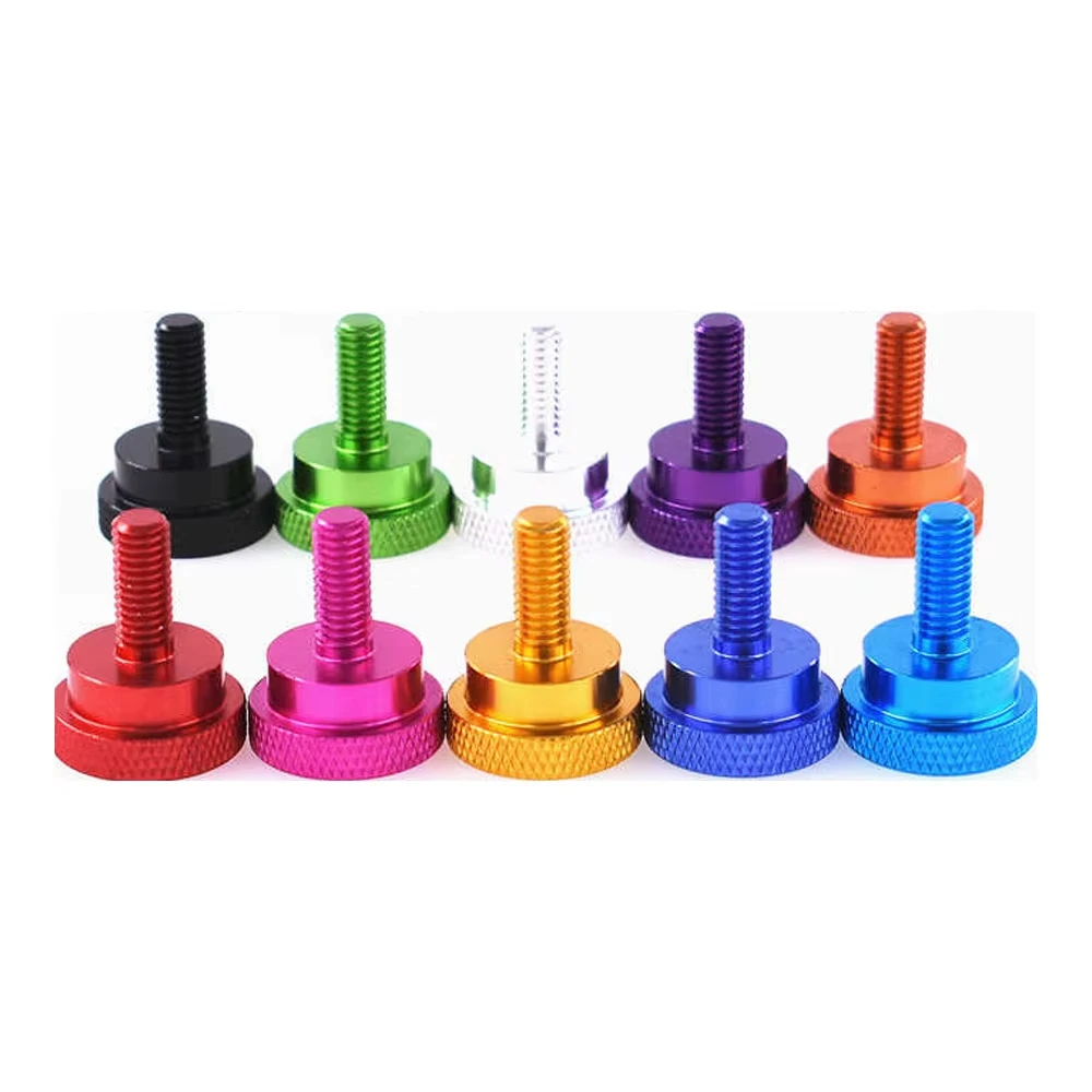 Colorful Aluminum Thumb Screw M6 L 15mm Aluminum Knurled Head Staniless Steel Thread Hand Tighten Thumb ScrewsDIY Modification