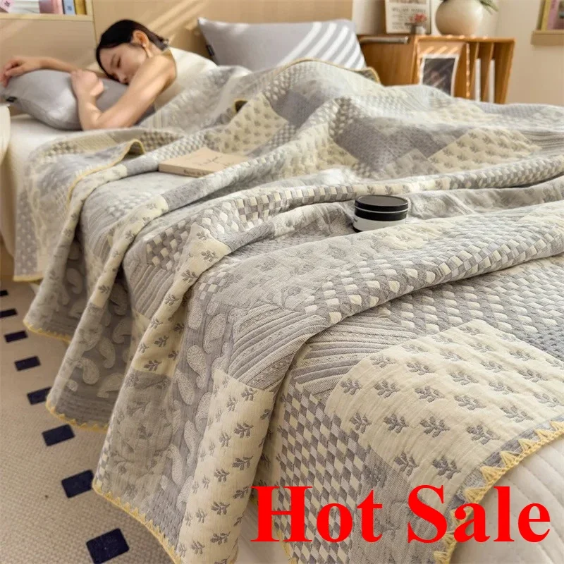 Cotton 3-layer gauze multi-functional towel quilt pure cotton blanket office lunch break blanket