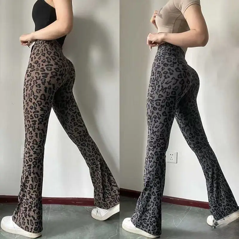 

High Waist Fce Lined Leopard Print Bell Bot Women's Pants Faionable Slimming Winter Trousers Women's Faion 2025