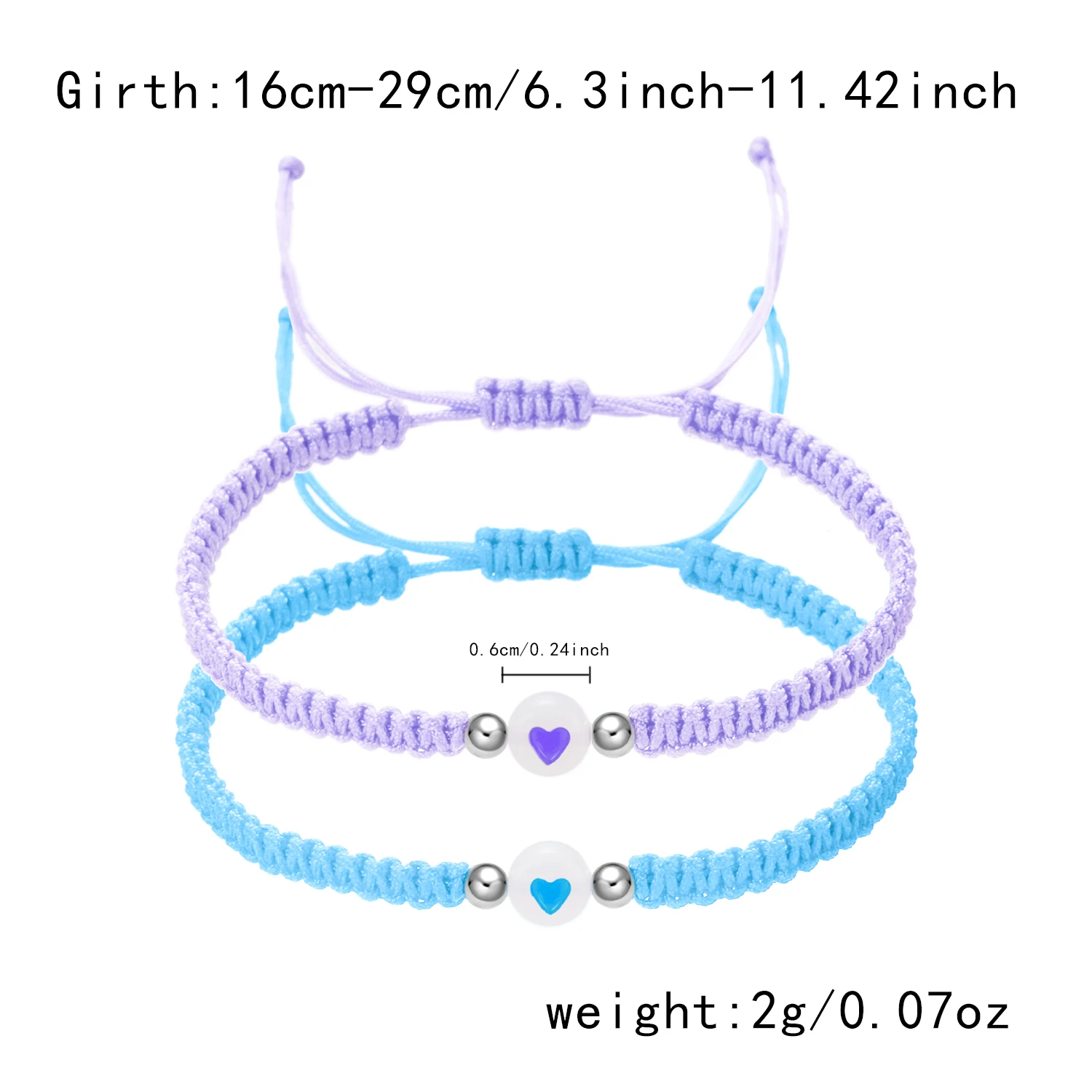 Romantic Luminous Heart Beaded Couple Bracelet for Women Men Simple Black Red Braided Rope Matching Bracelet Friendship Jewelry