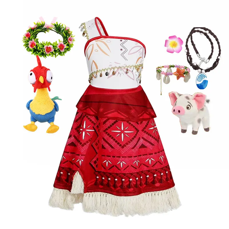 Moana Inspired Movie Heroine Vaiana Costume Voyager Adventure Clothing One Shoulder Princess Dress Oceania Moana Role Play Robe