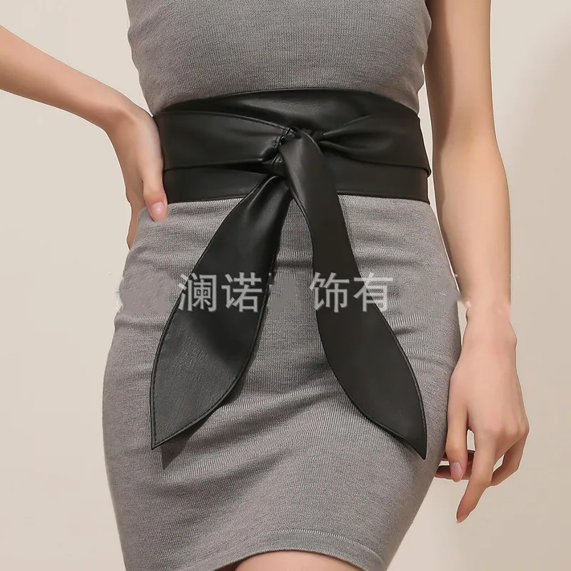 2023 Fashion New Design Women Wide Waist Cover Soft All match Elegant border Bow Ribbon Super Long Spot Tie Belt 220CM