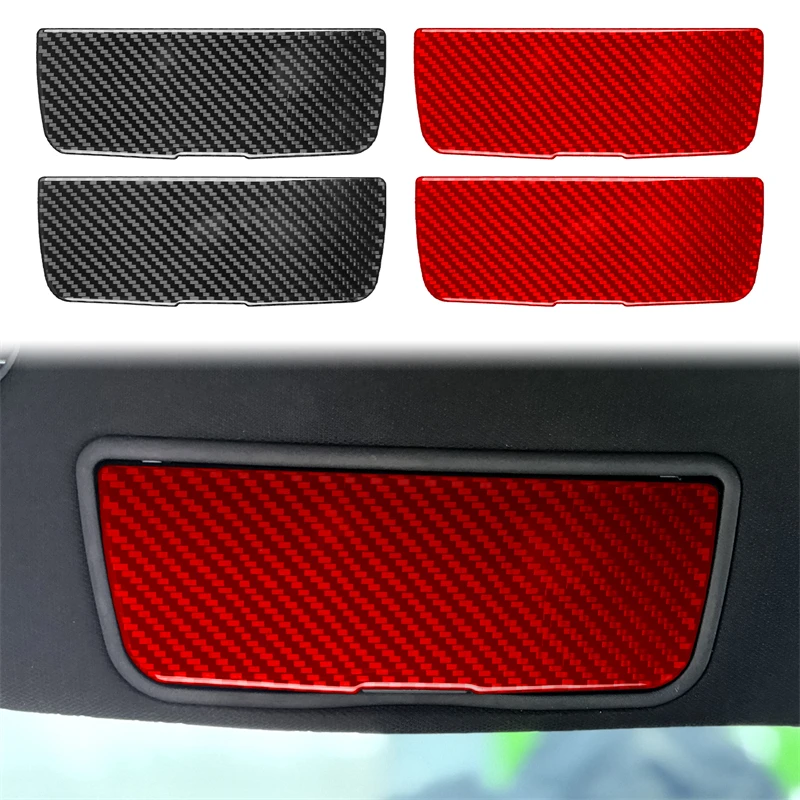 For Ford Mustang GT 2024 2025 Real Carbon Gear Makeup Mirror Decorative Panel Cover Car Interior Accessories Decoration Sticker