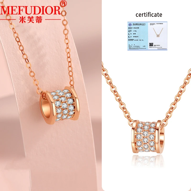 

18K\14K Gold Moissanite Diamond Necklace for Women 45cm Rose Gold Color Pendant Luxury Jewelry Girlfriend Valentine's Day Gift