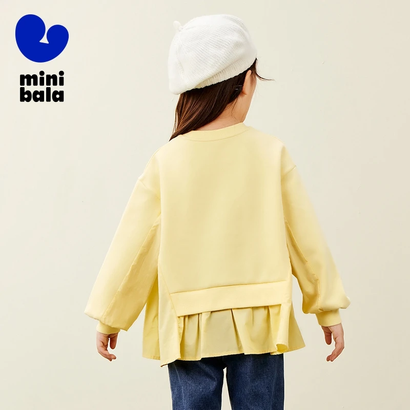 Mini Bala Sweatshirt Met Lange Mouwen Meisjes 2024 Nieuwe Herfst Comfortabele En Elastische Top