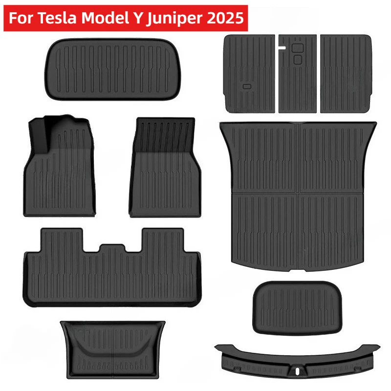 

Car Trunk Mat for Tesla Model Y Juniper 2025 2026 TPE Floor Mats & Cargo Liner All Weather Trunk Mat Floor Liner Backrest Mats