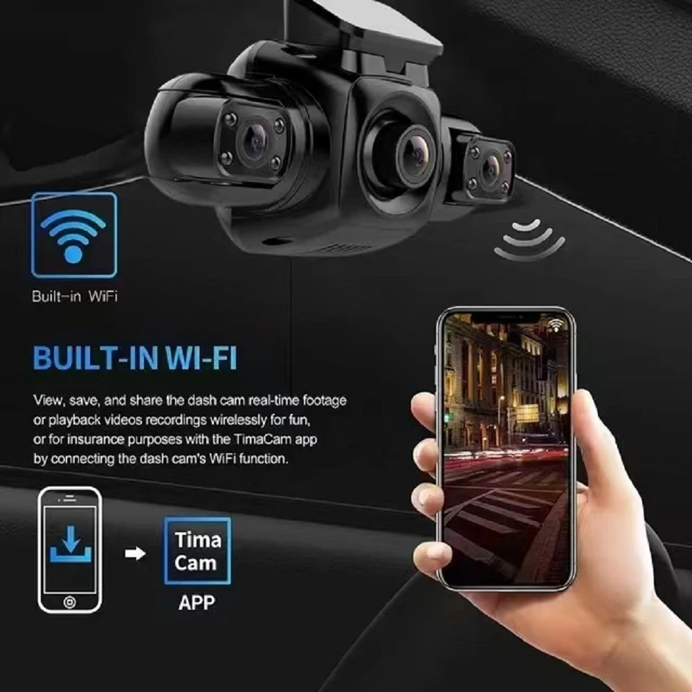 4 Channel 4*1080P Dash Camera Built-in GPS Wi-Fi Dual Lens 8 Infrared Light Night Vision 170 Degree With Rear Lens Car DVR 512GB