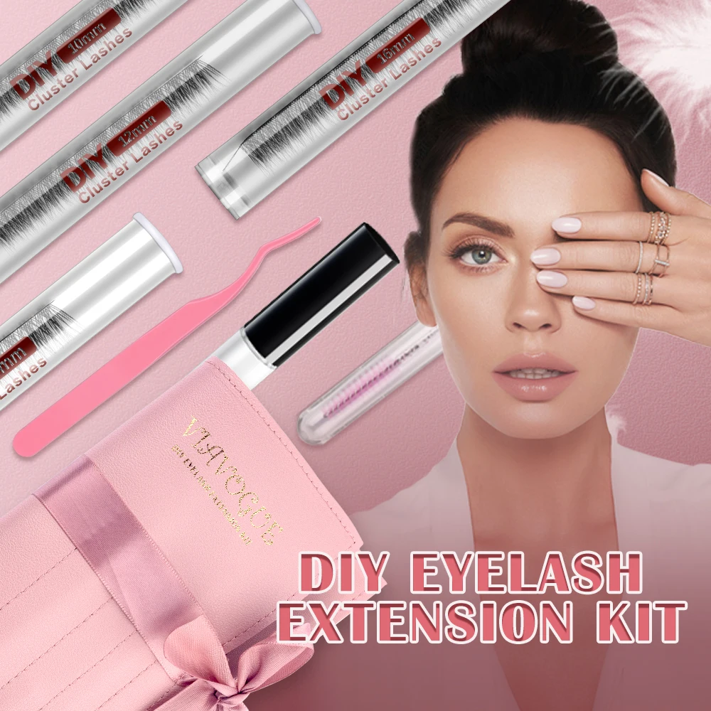 Etvite DIY Wimpern verlängerung skit mit 3D-Volumen Mix Länge einzelne Cluster Wimpern Pinzette Wimpern Kleber Make-up-Tool