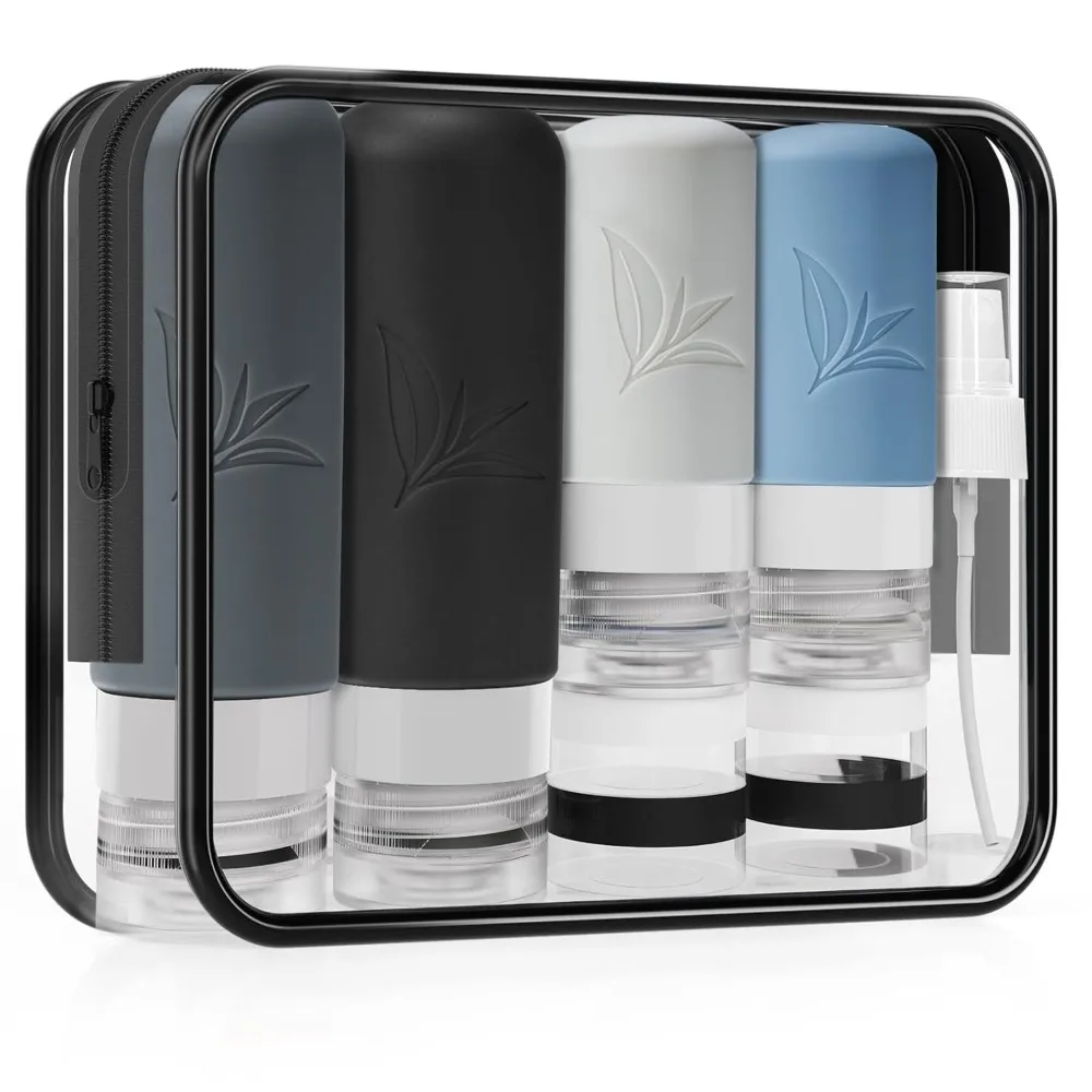 

Набор силиконовых бутылок из 18 предметов — дорожный размер, герметичный — TSA, одобренный для туалетных принадлежностей — портативный, многоразовый — идеальный подарок