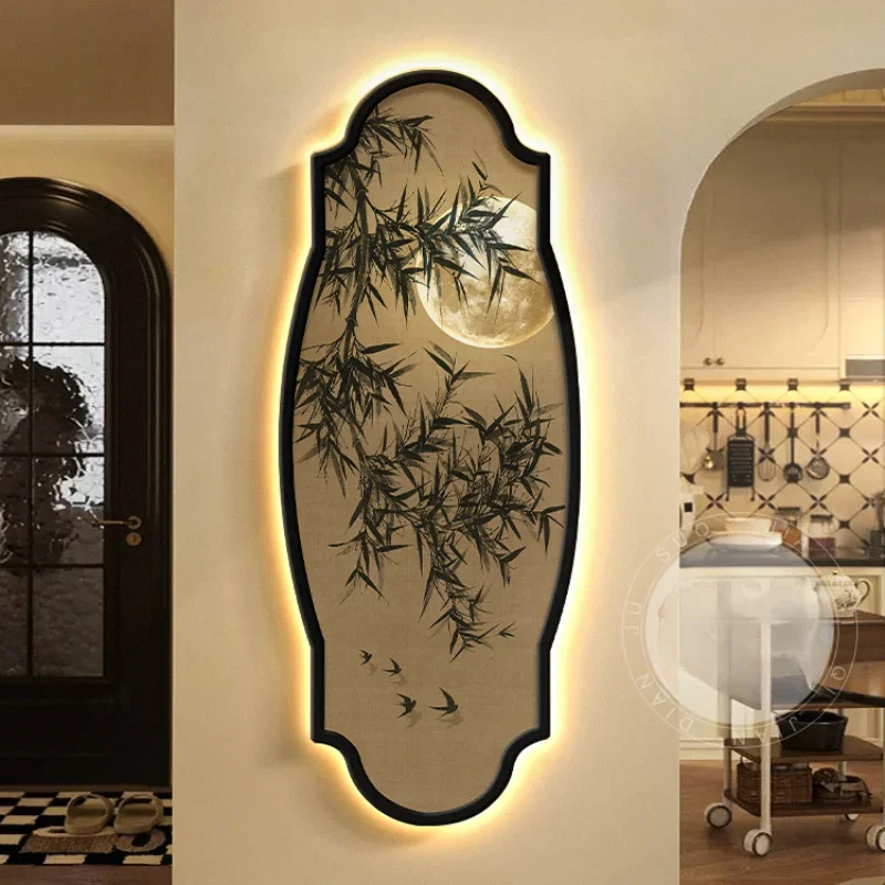 Medieval style bamboo entrance decorative painting, the wall at the entrance of the house has a good meaning,