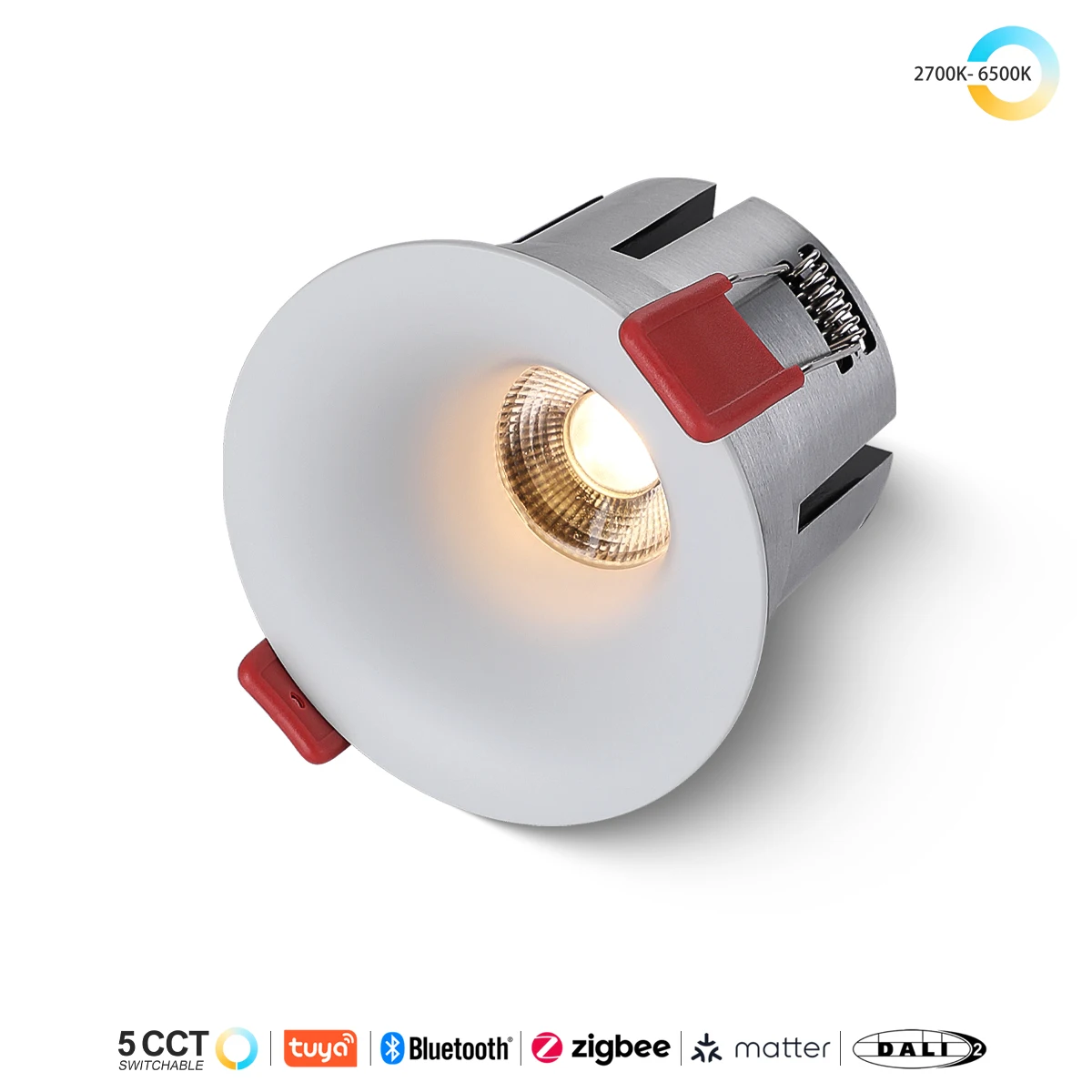 

Tuya Zigbee Dali2 Smart Recessed LED Ceiling Lights 5 CCT Switchable Curved Seamless All Aluminum 9W 1080lm Ra95 Spot Downlight