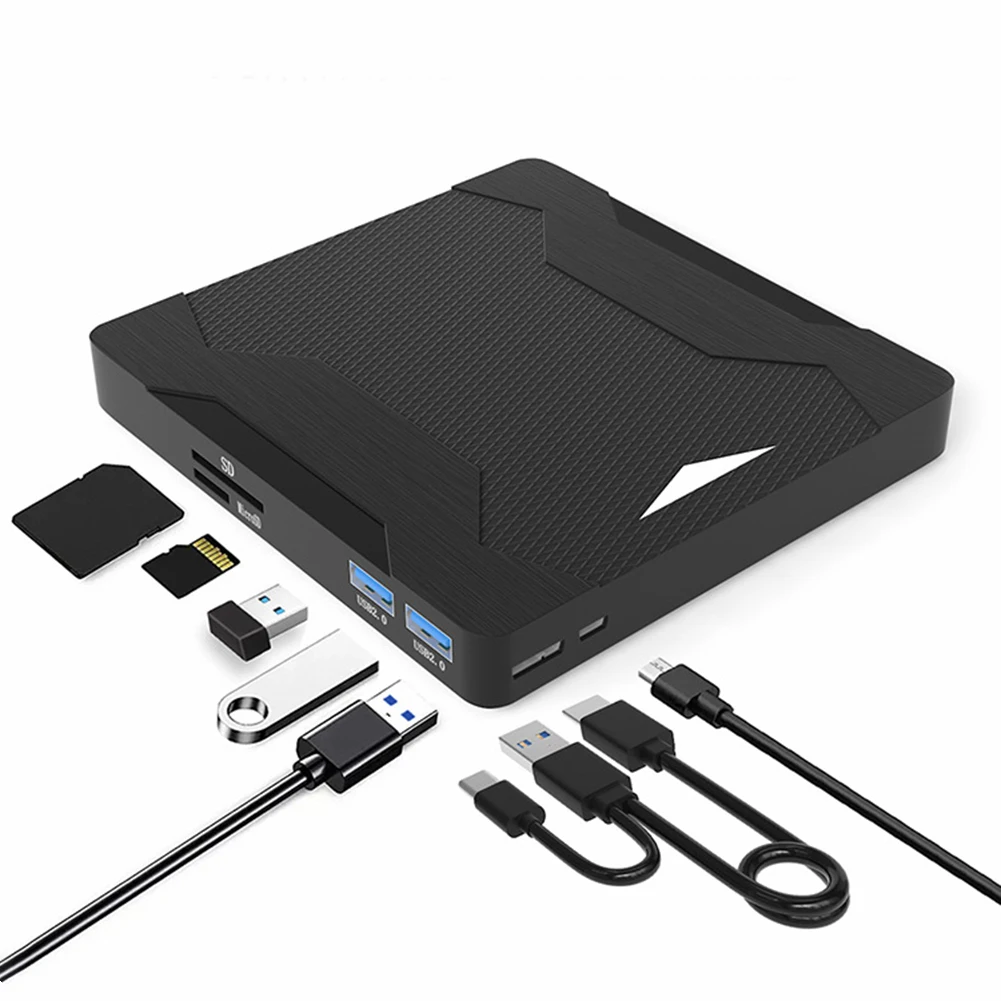 Portable External Drive USB3.0 TF SD DVD ROM Rewriter Driver Free External Optical Drive Plug and Play DVD Burner for PC Desktop