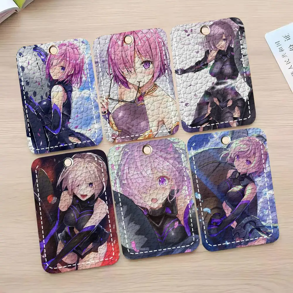 Mash Kyrielight Anime Game Fate Grand Order Card Case Keychain Access Card Bag Key Tag Ring Leather Card Holder Key Ring Access