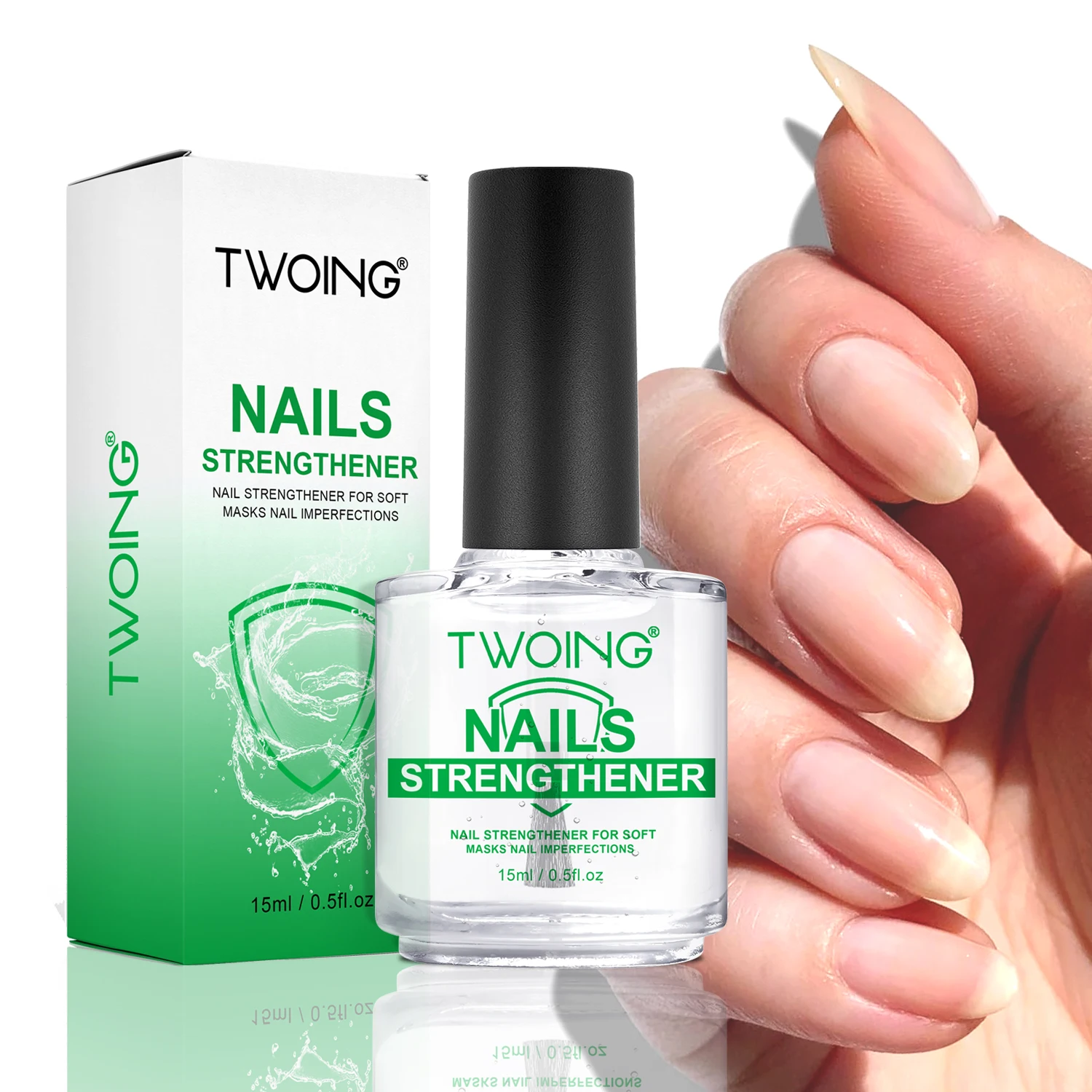 Nail Strengthener for Damaged Nails Weak Nails and Thin Brittle Nails,Restores Shine and Strengthens Nails-Base Coat or Top Coat