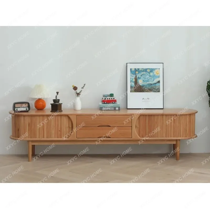 XXFactory Direct  Cherry Wood TV Cabinet Simple Log Modern Wooden Living Room Solid Wood Audio-visual Cabinet