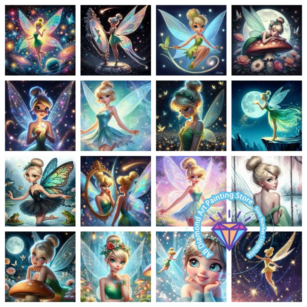 

Tinker Bell Disney Cute Cartoon Elf AB Diamond Drawing Kit Square Round Diamond 5D DIY Mosaic Handmade Art Adult Gift Home Decor