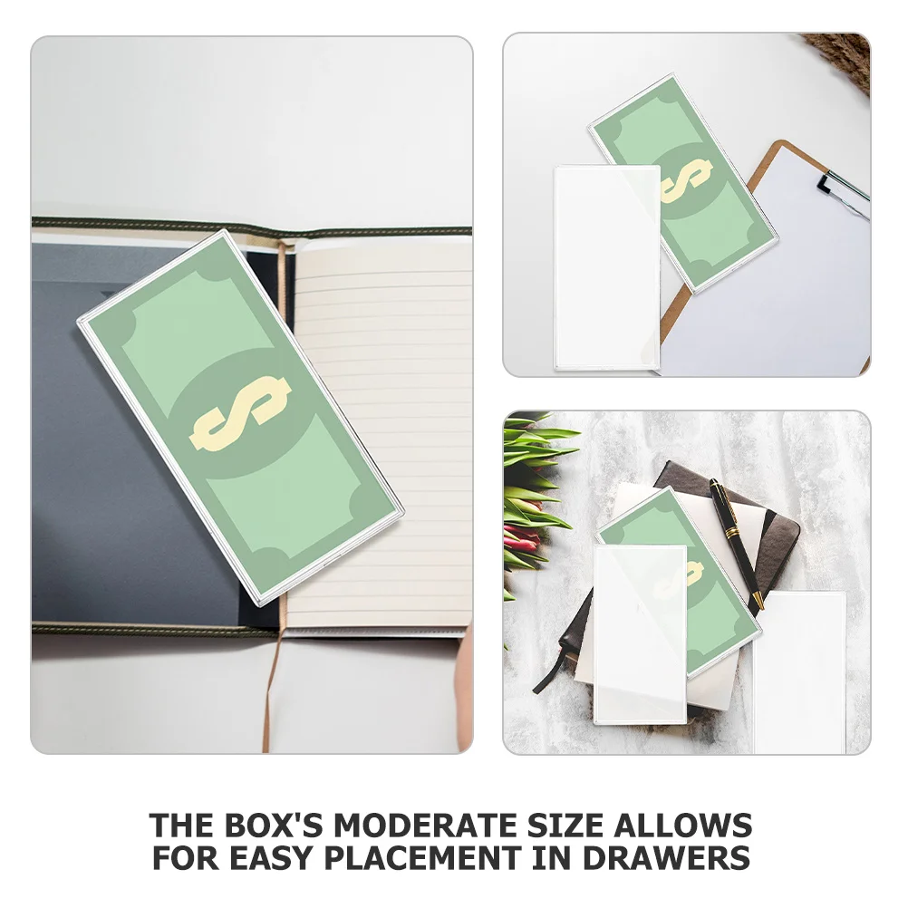6Pcs Clear Plastic Paper Money Holders Commemorative Banknote Organizer Portable Storage Box for Collector Display