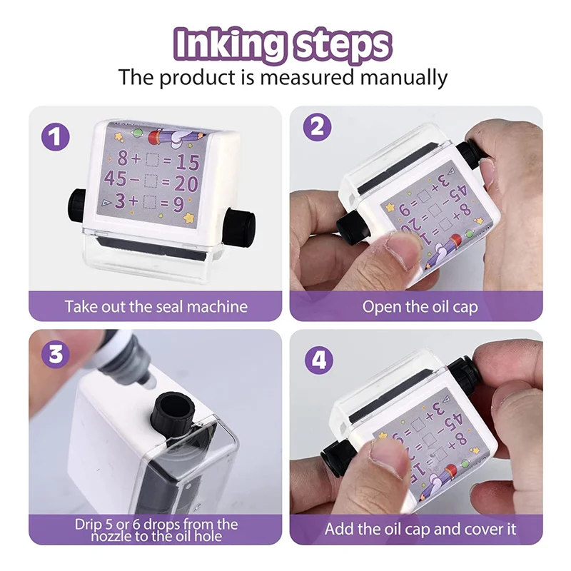 Professional 2 Pack Math Practice Stamps Math Stamp Roller Rolling Seal Of Mathematical Arithmetic Addition And Subtraction With