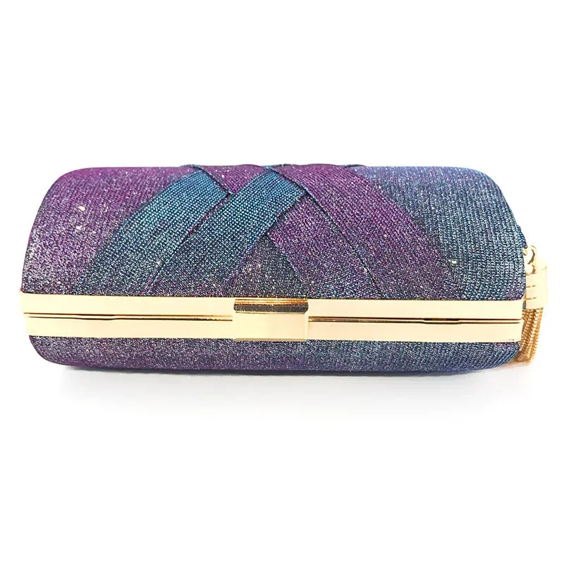 Bolsa de luxo brilhante para mulheres, bolsa de jantar, festa nupcial, baile de casamento, borla dourada, bolsa de casamento, carteira nova, elegante, multicolorida