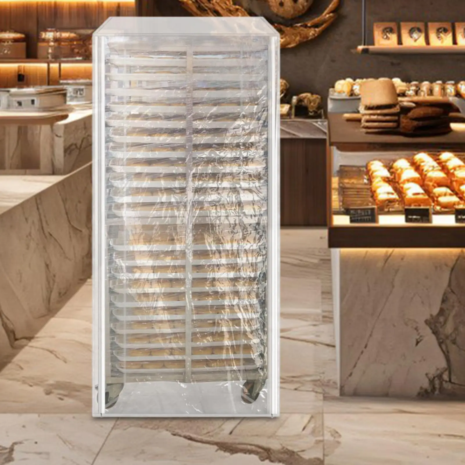 

Sheet Pan Rack Cover Transparent Waterproof PEVA Baking Rack Protector for Home Bakery Storage