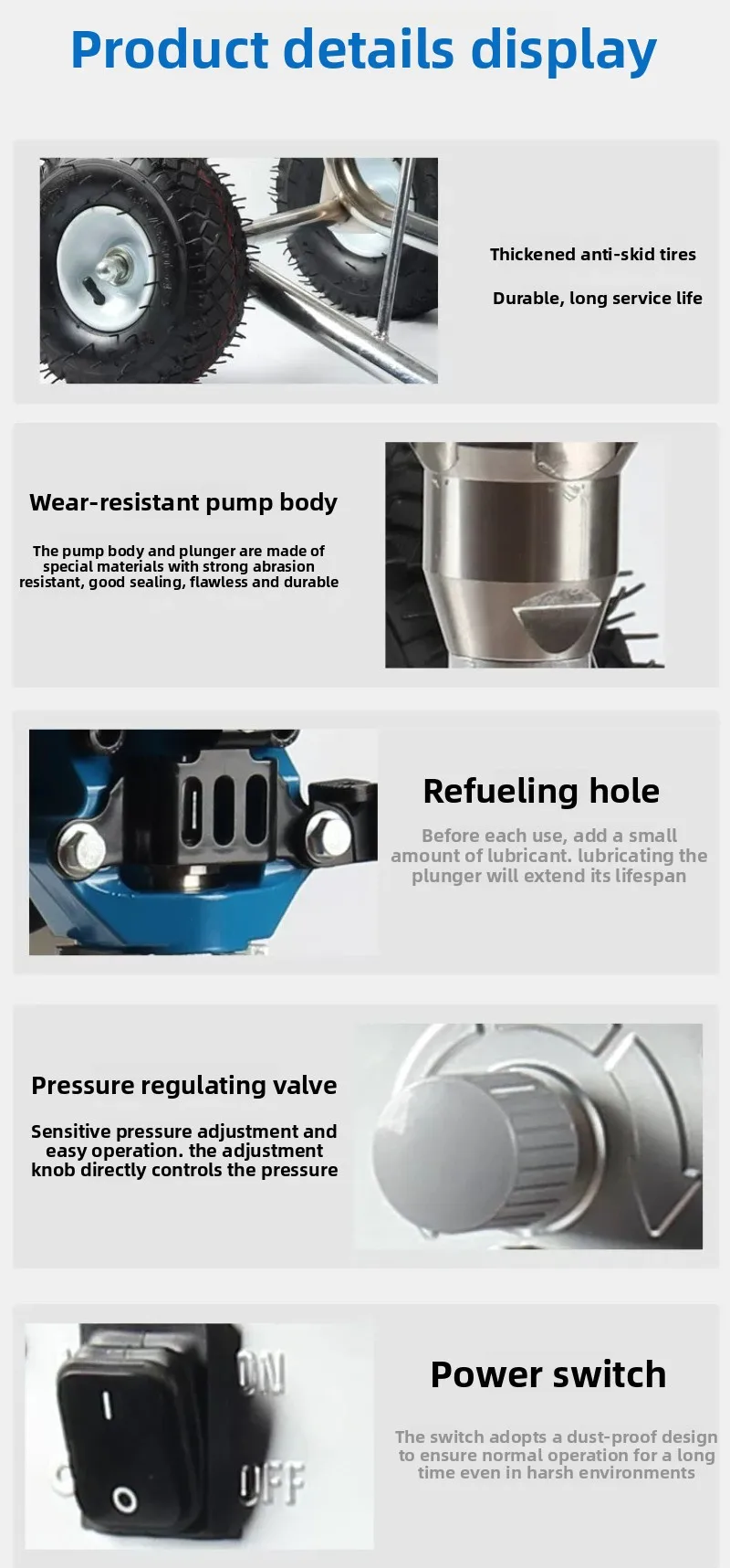 6.5L/Min high flow high-pressure airless putty spraying machine, 4KW 220V plunger spraying machine, suitable for wall renovatio