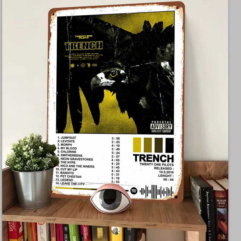 Twenty One Pilots Trench Album Cover Metal Wall Art Decorative Iron Poster for Music Fans Room Decoration