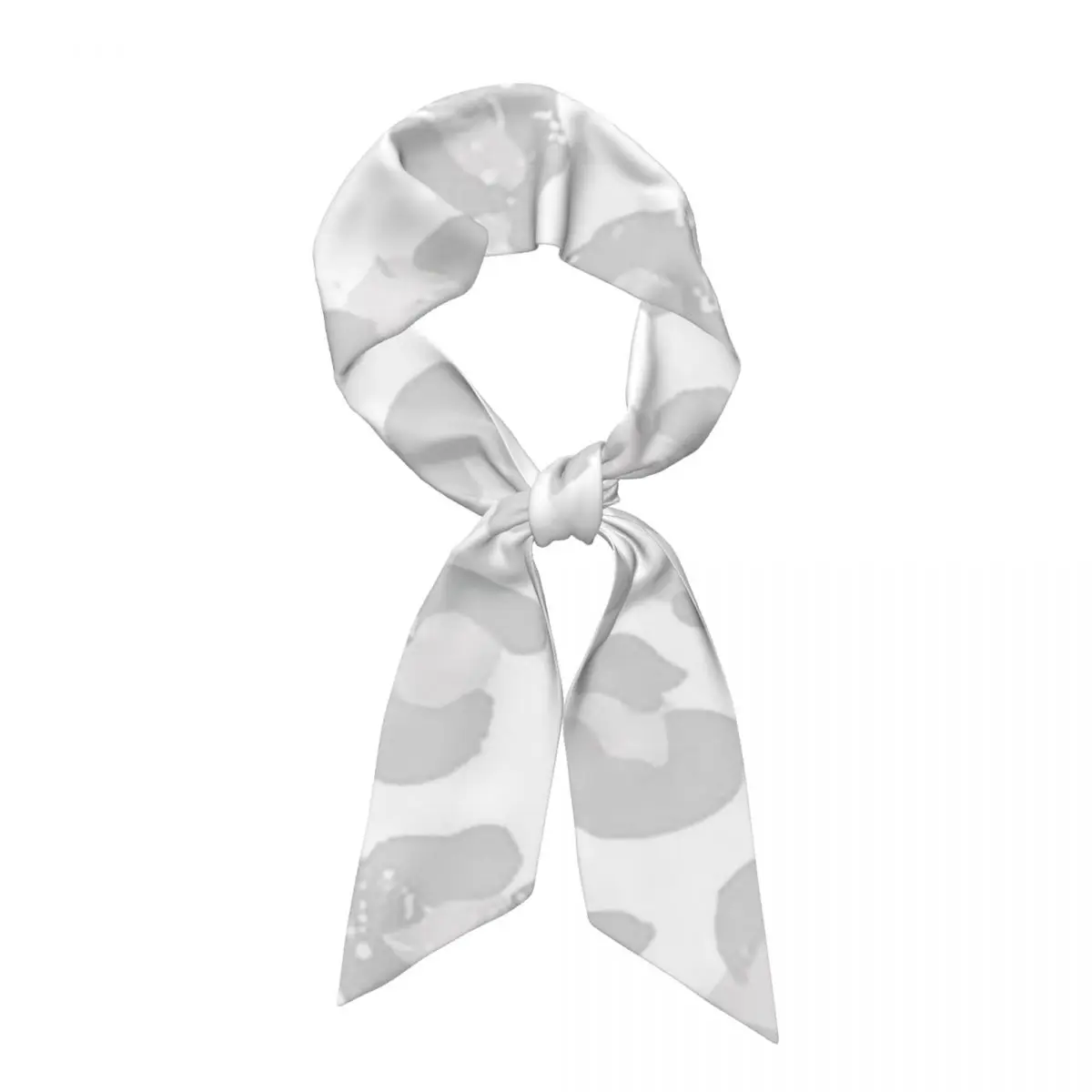 Leopard Print - Silver Gray And White Women Long Narrow Scarf Soft Skinny Scarf Multi-use Neck Head Wrap for Office Daily Party