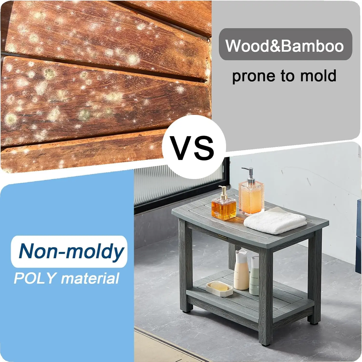 Heavy Duty Shower Bench for Inside Shower Waterproof