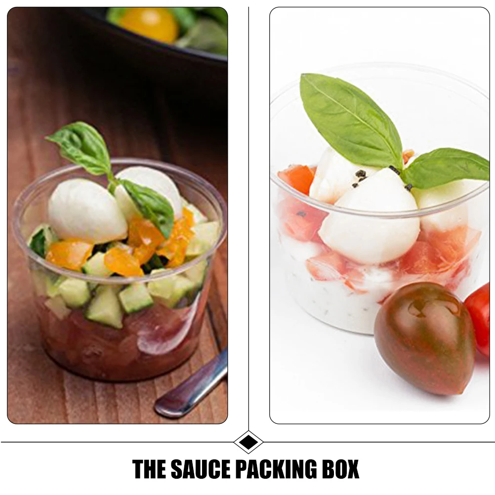 

200pcs Sauce Vinegar Boxes Clear Plastic Containers Small Reusable Lids Cups Seasoning Container Disposable Portion Yogurt