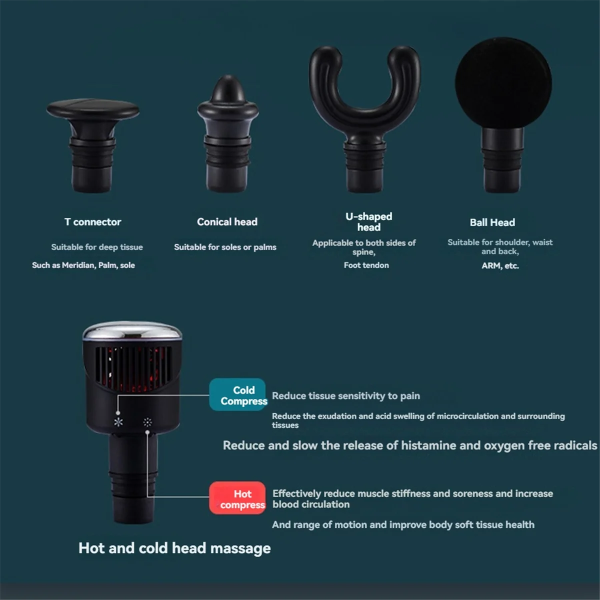 جهاز تدليك العضلات المحمول من BAADE مع حقيبة حمل، جهاز تدليك الجسم بالضغط الساخن والبارد، جهاز تحفيز استرخاء العضلات العميق