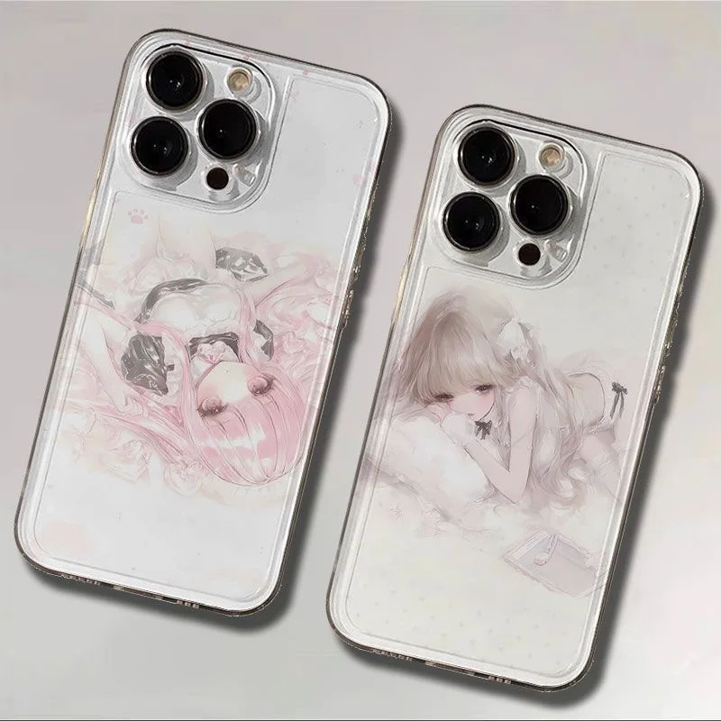 Pink Maid Anime Phone Case For Samsung S26 S25 S24 S23 S22 S21 S20 FE Note20 Note10 Plus Ultra Lite Edge 5G Clear Soft TPU Cover