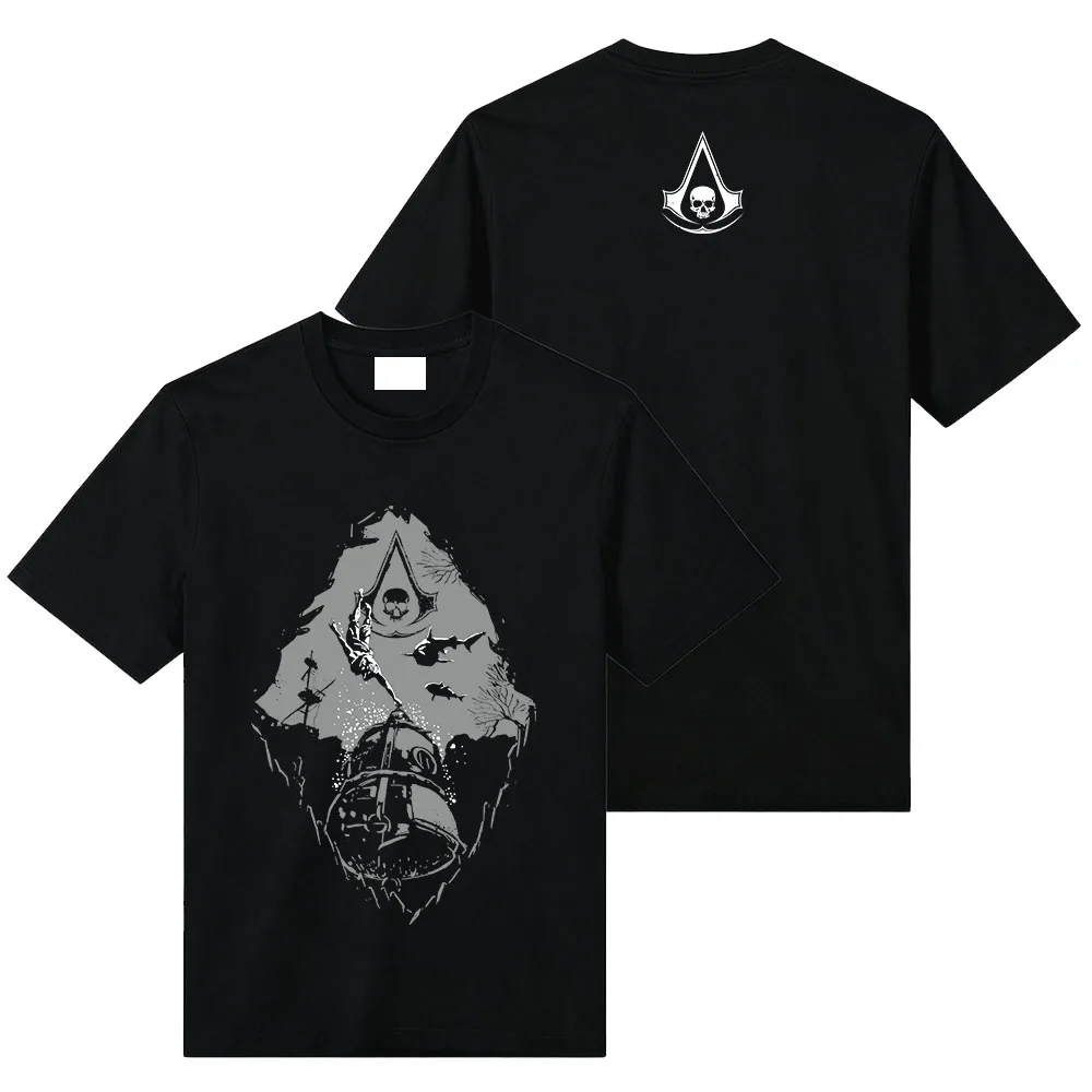Diving Bell Design Grafik-T-Shirts Game Assassin's Creed Black Flag Resynced T-Shirt Unisex Streetwear Baumwolle Herren Damen T-Shirts Top