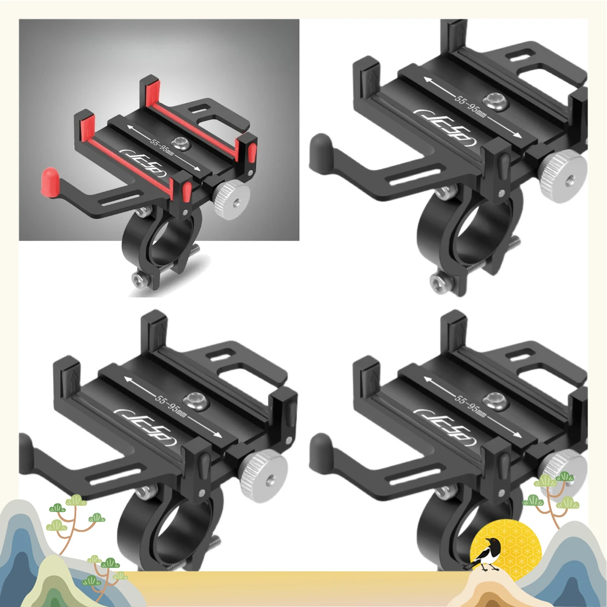 Aluminum Alloy Mobile Phone Holder Mountain Bike Bicycle Motorcycle Electric Vehicle Shock-proof Fixed Navigation Bracket