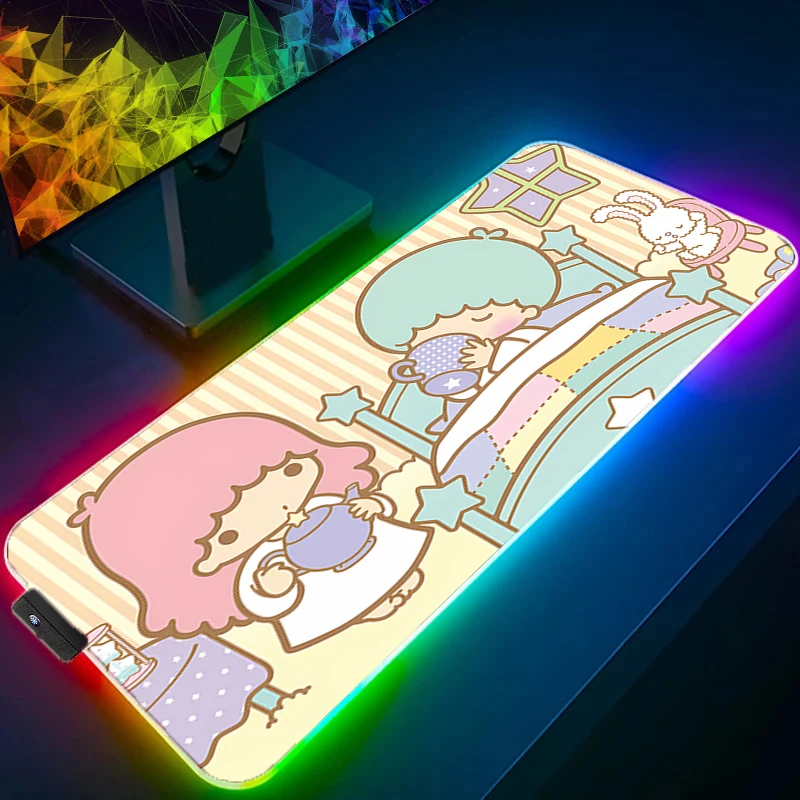 

Большой коврик для мыши RGB L-little Twin Star, скорость ПК для киберспортеров, подсветка, клавиатура для ноутбука, компьютера, светодиодный коврик для мыши xxl 800x300