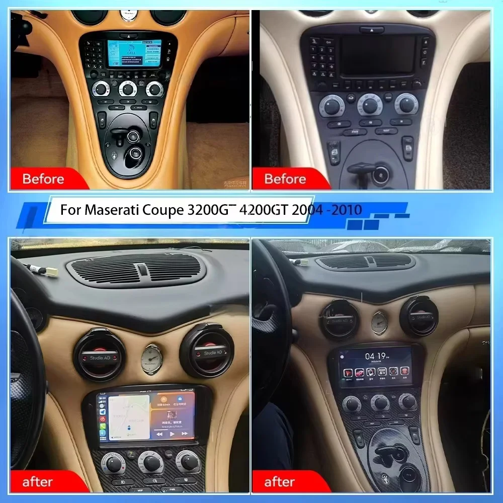 Carplay Auto Stereo Android 13 Carbon Fiber Navigation For Maserati coupe 3200GT 4200GT Multimedia Player GPS Navigation Head