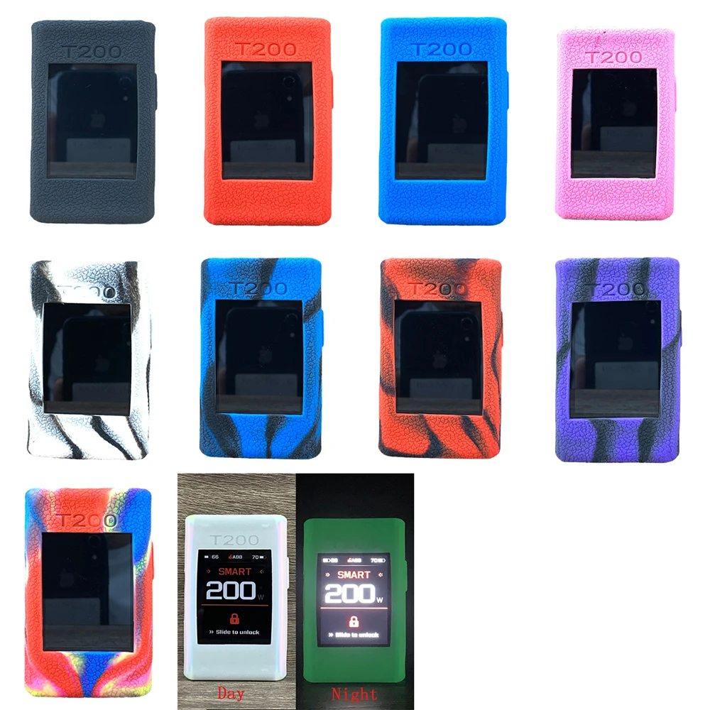 Étui de protection en silicone Bergamo pour Geekvape Aegis T200 Mod Pod Kit Skin Sleeve Cover Roundgel, étui uniquement