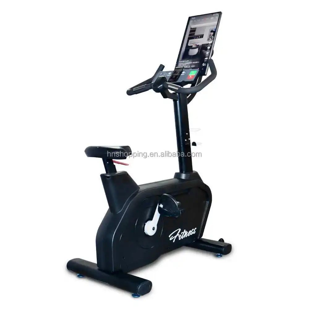 Indoor Commercial Fitness Equipment Stationary Automatic Upright Exercise Bike SP-T24T Equips with 21.5 Inches Mirror Screen