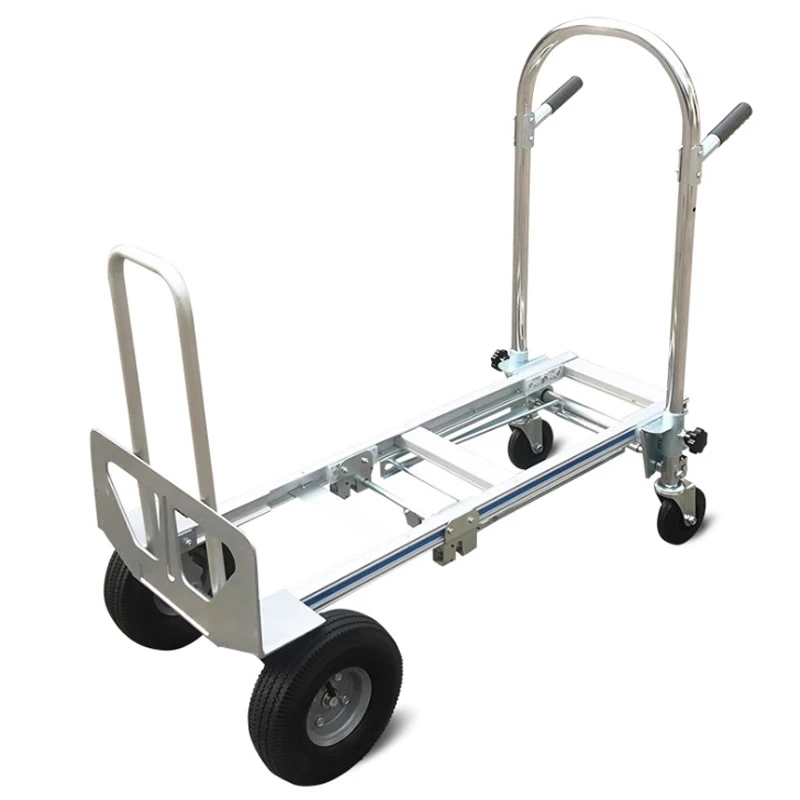 

Foldable Aluminum Alloy Four-Wheel Hand Truck - Heavy-Duty Cargo Cart for Logistics Warehouse Moving