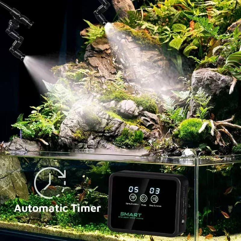 Intelligent Reptile Spray System Mist Rainforest Tank Spray System Kit Sprinkler Control Terrariums Humidifier Electronic Timer