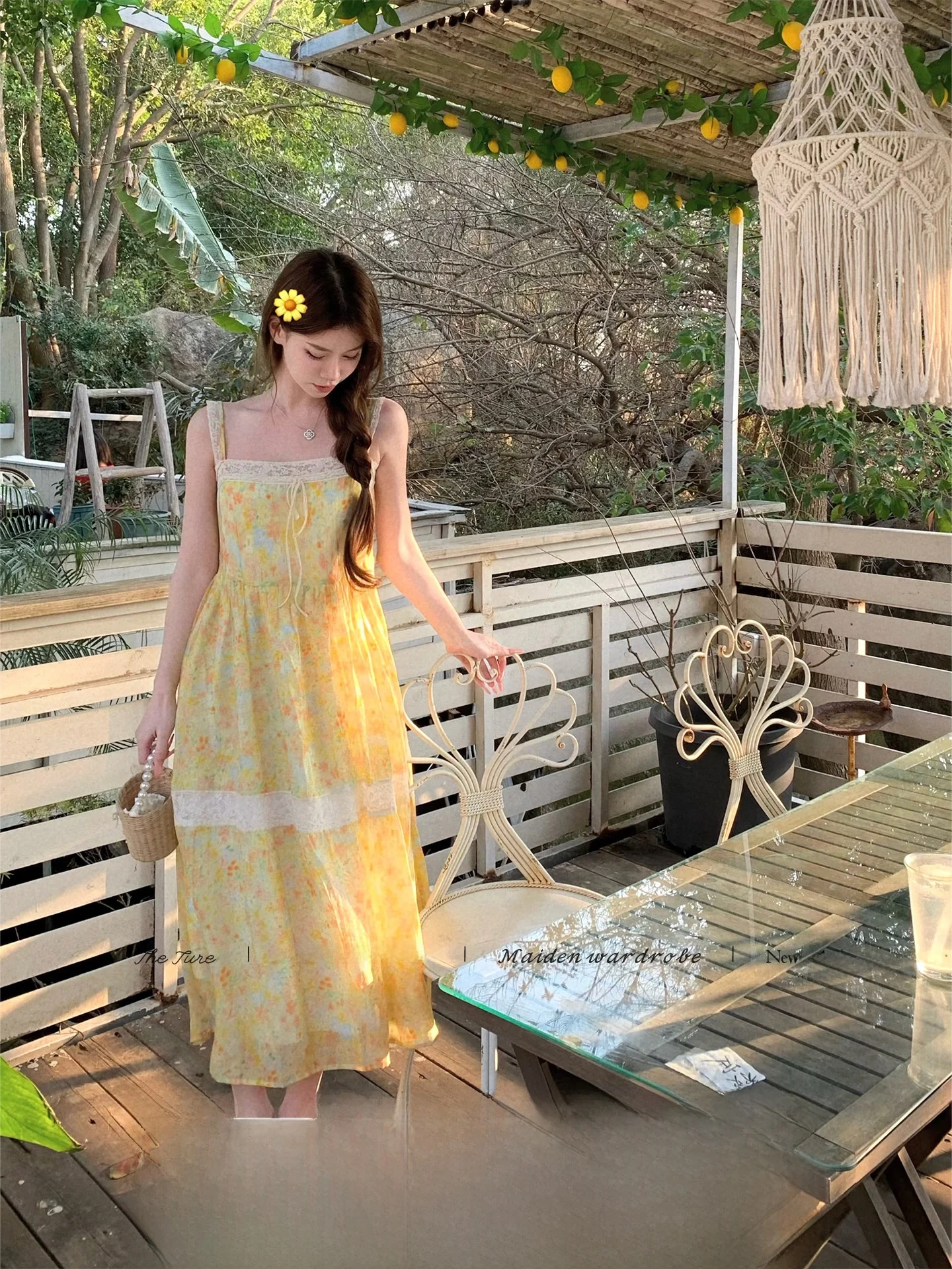 

Dreamy Floral Halter Dress Women's Long Floral Print Gown Fairy Tale Style Summer New Arrival Loose Fit Casual Wear