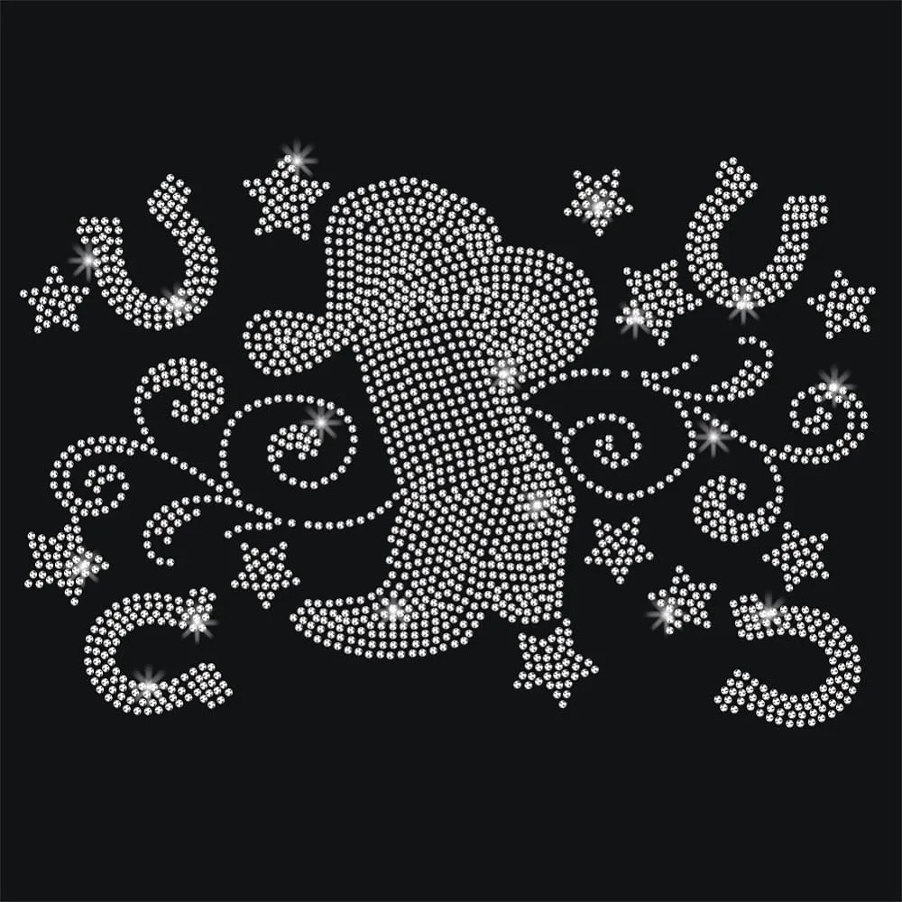 Cowboy Boots Bling Rhinestone Sticker Decorative Crystal Decal Sparkling Diamond Sticker Glass Hotfix Rhinestone for Art Craft