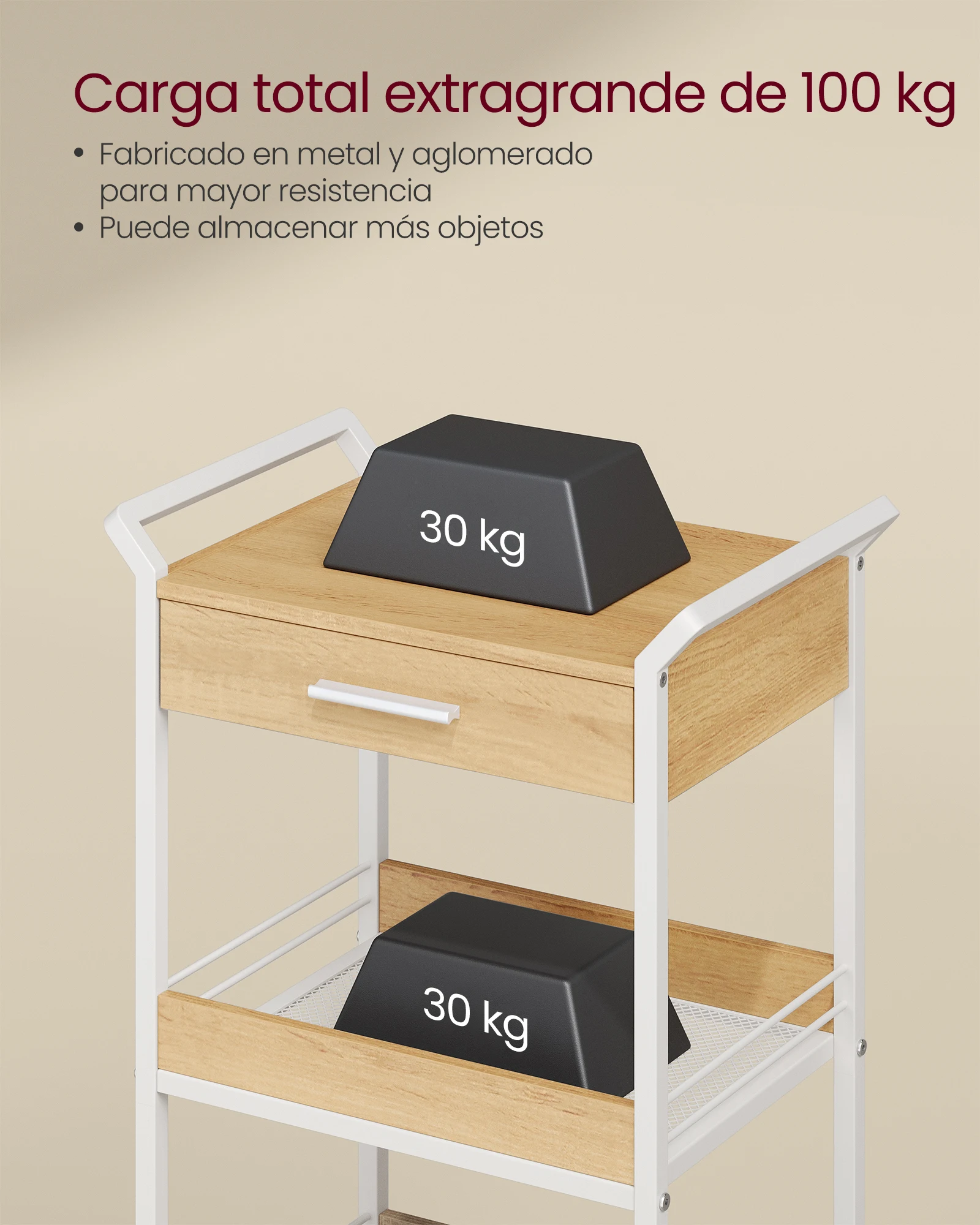 Bathroom Storage Rolling Utility with Desktop Bar Rolling