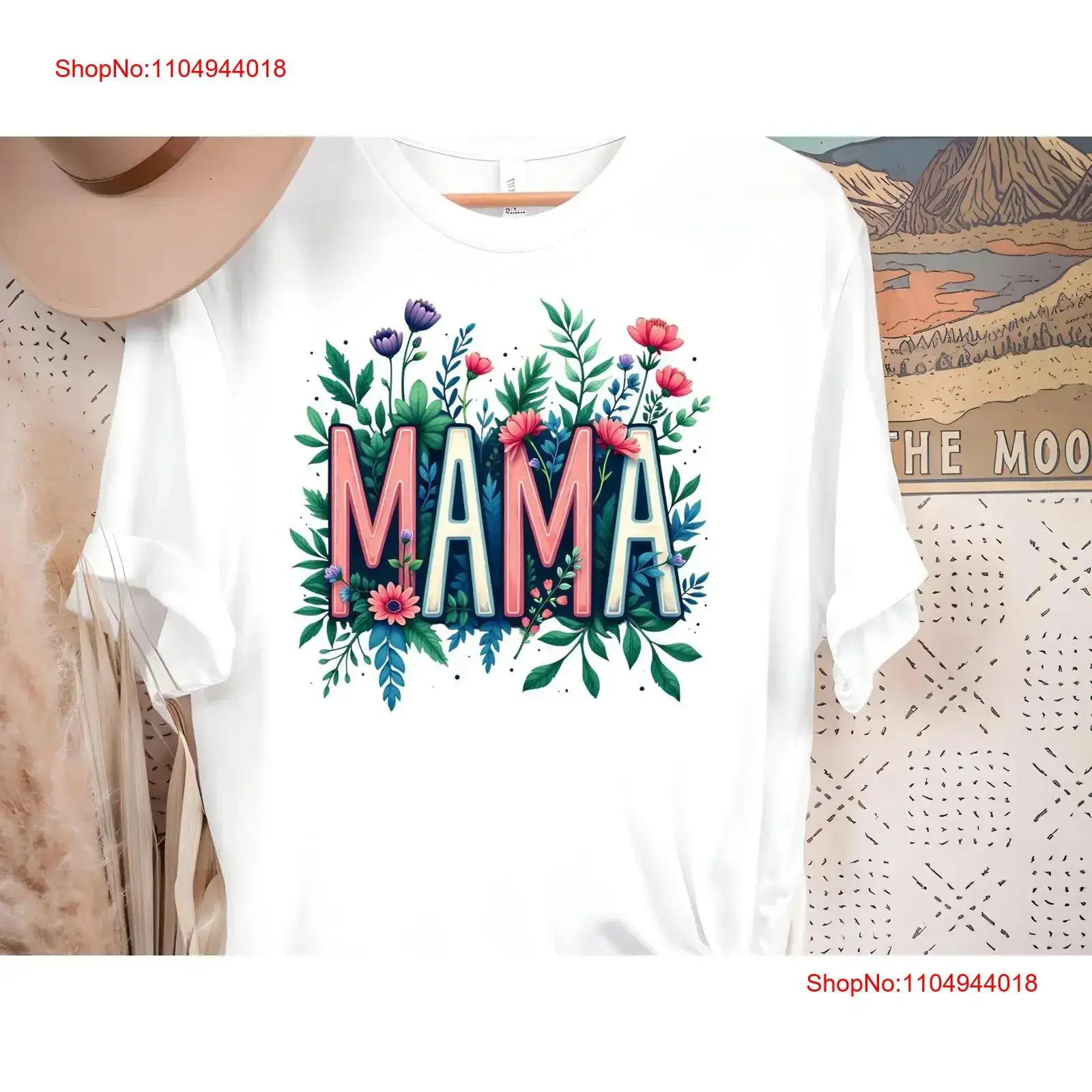 

floral Mama T Shirt Strong Woman gift for mothers day tee Women's vintage Washed Soft streetwear homme Versatile