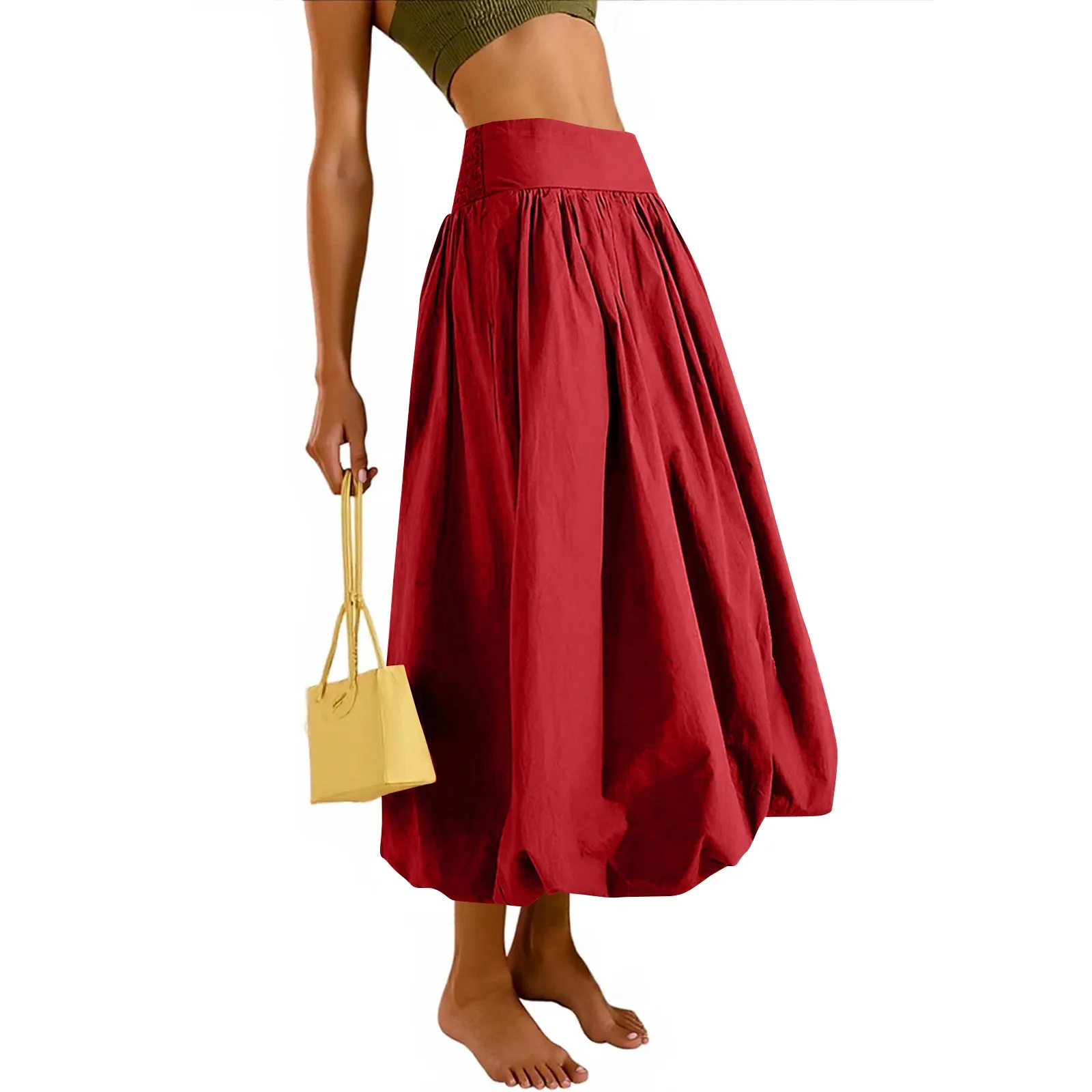 

Women's Skirt Pocket Gathered Elastic Waist Women's Skirt Skirts for Women Women's Skirt Skirts for Women Trendy Summer Women