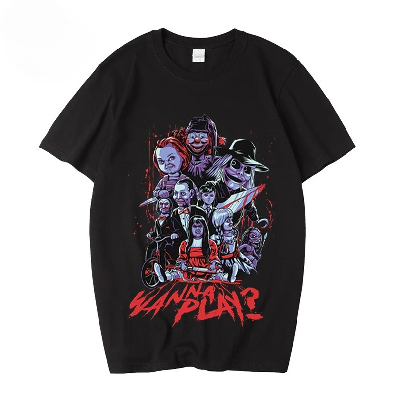 تي شيرت رجالي من مجموعة High Street Chucky 100% قطن صيفي بأكمام قصيرة مطبوع عليه فيلم عصري تي شيرت نسائي