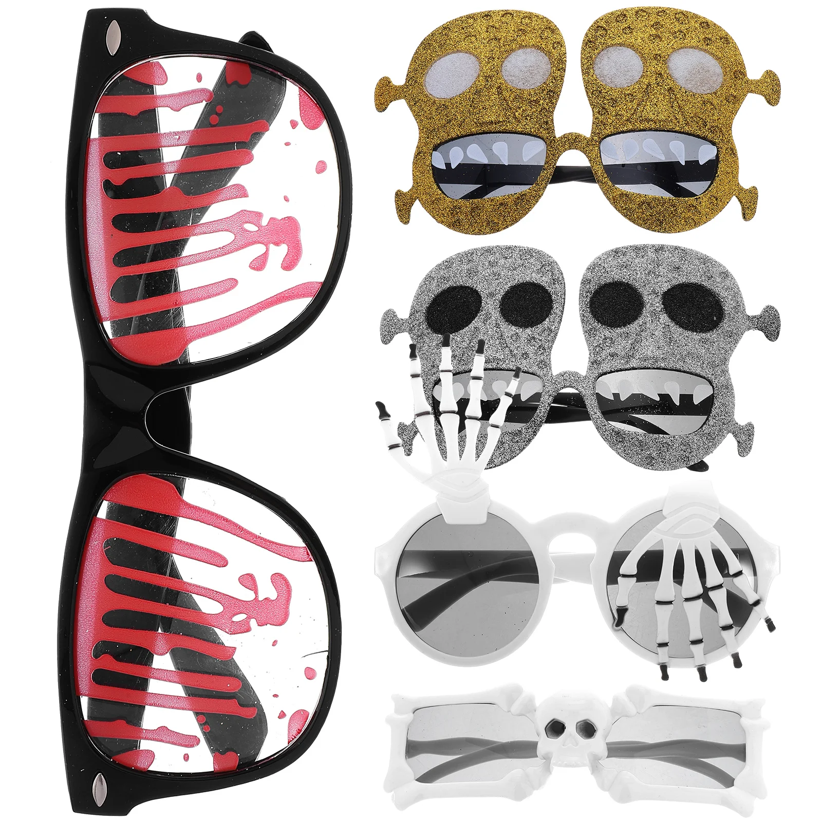 

5 Pcs Halloween Glasses Funny Eyewear with Rotating Eyes Bats Spider Web Theme Accessories