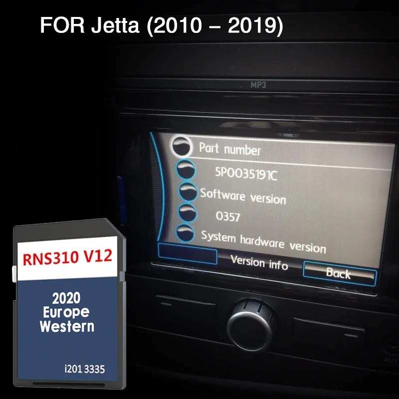 

RNS 310 V12 West Europe Compatibilty for VW Jetta From 2010 TO 2019 Navigation SD Map Card Cover Czech Republic Denmark