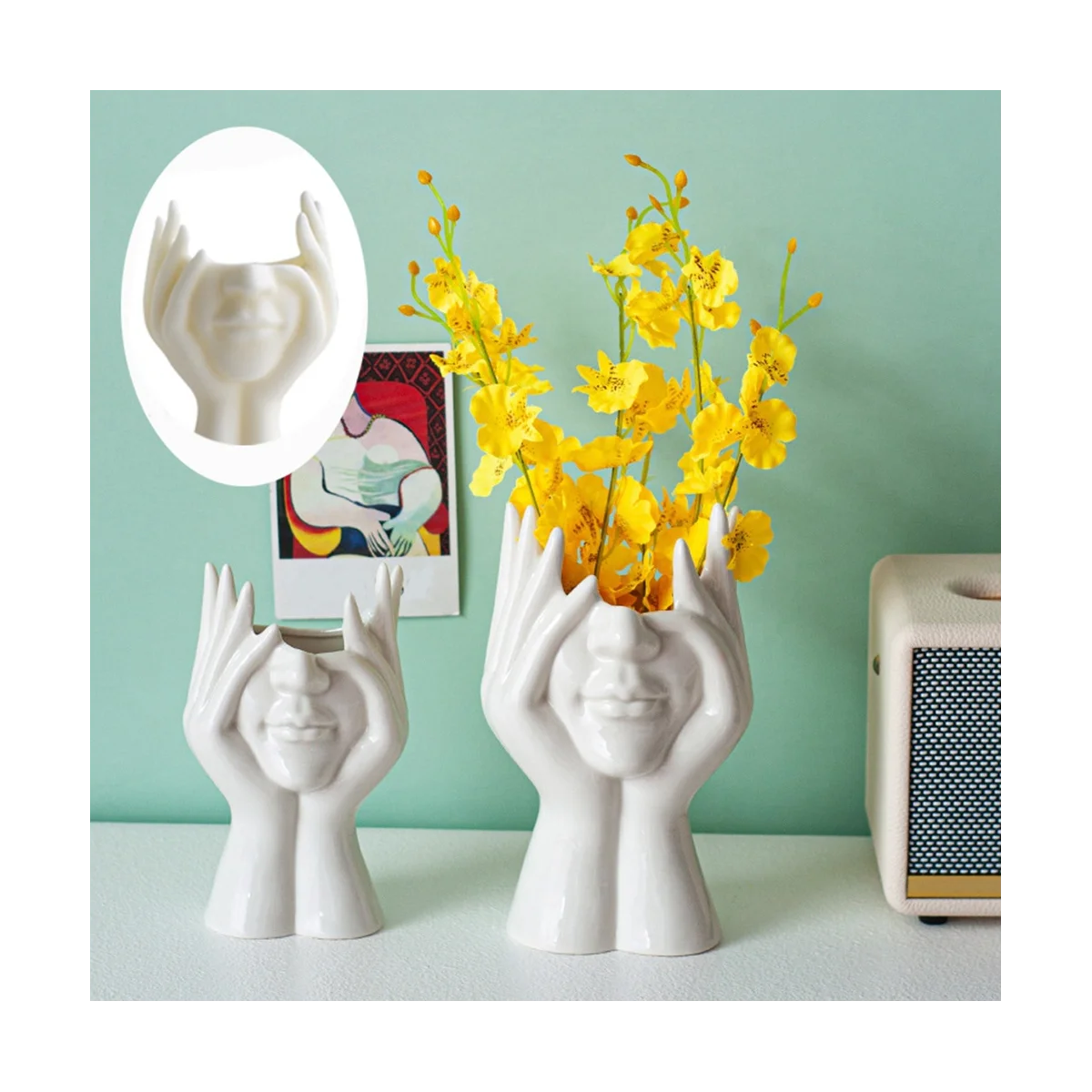 DIY Hand Holding Face Vase, Silicone Mold Abstract Vase Art Design Mold, Home Unique Style Vase