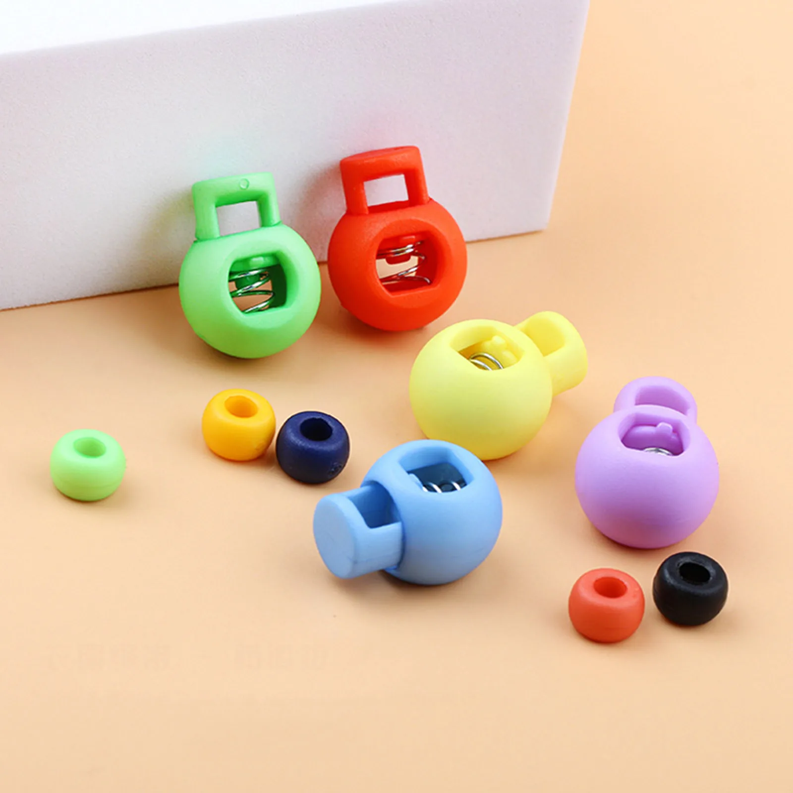 20 PCs Colorful Plastic Round Toggle Clip Stopper Cord Lock Stopper Clip Sportswear Rope Buckle Clothing Accessories 9mm x 6mm